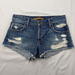 Joe's‎ Jeans Jaya Cut Off Shorts Womens 25(28) Blue Distressed Selvedge Denim
